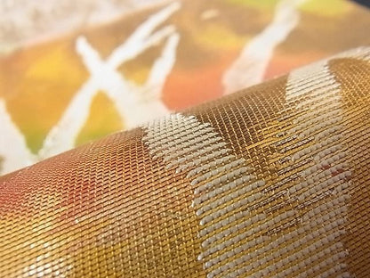 平和屋着物■六通柄袋帯 枝葉文 金銀糸 逸品 ft0477