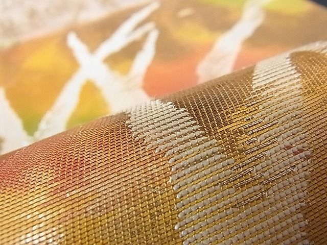 平和屋着物■六通柄袋帯 枝葉文 金銀糸 逸品 ft0477