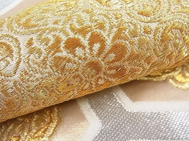 平和屋着物■六通柄袋帯 亀甲花文 金銀糸 逸品 ft0497