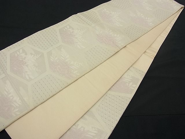 平和屋着物■六通柄袋帯 亀甲草葉文 銀糸 逸品 n-fw0936