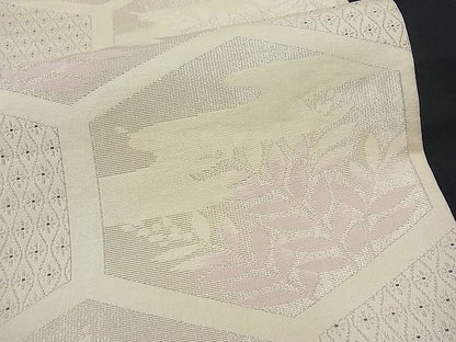 平和屋着物■六通柄袋帯 亀甲草葉文 銀糸 逸品 n-fw0936