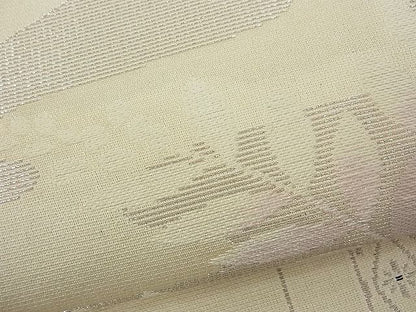平和屋着物■六通柄袋帯 亀甲草葉文 銀糸 逸品 n-fw0936