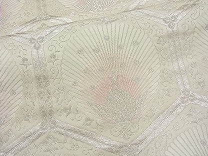 平和屋着物■六通柄袋帯 唐織 亀甲孔雀文 銀糸 逸品 n-fw0948