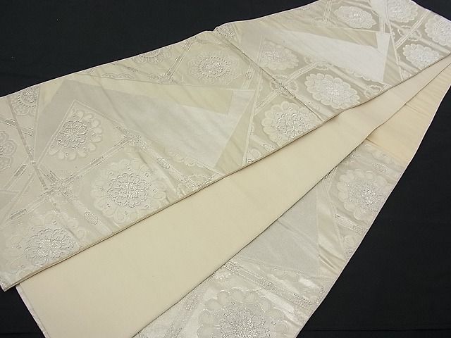 平和屋着物■六通柄袋帯 切嵌天井花文 銀糸 逸品 n-fw0955