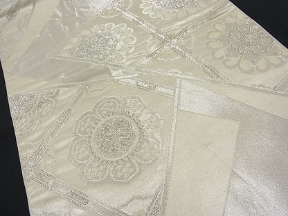 平和屋着物■六通柄袋帯 切嵌天井花文 銀糸 逸品 n-fw0955