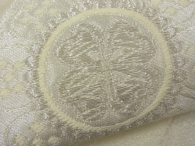 平和屋着物■六通柄袋帯 切嵌天井花文 銀糸 逸品 n-fw0955