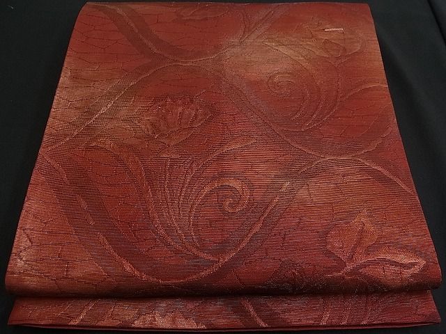 平和屋着物■六通柄袋帯 ふくれ織 花唐草文 金糸 逸品 n-fw1107