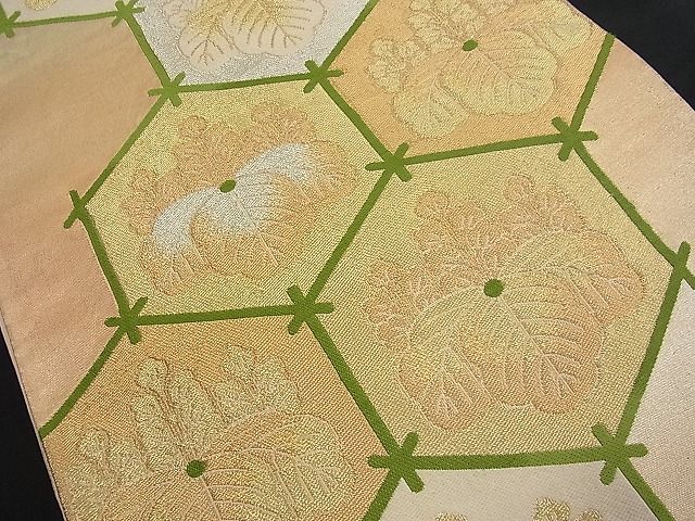 平和屋着物■六通柄袋帯　亀甲桐文　金銀糸　逸品　n-fw1148