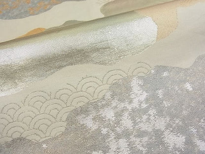 平和屋着物■六通柄袋帯 道長草葉文 金銀彩 逸品 n-fw1151