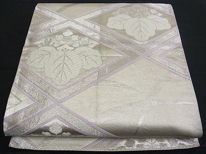 平和屋着物■六通柄袋帯 唐織 五三の桐菱文 銀糸 逸品 n-fw1193