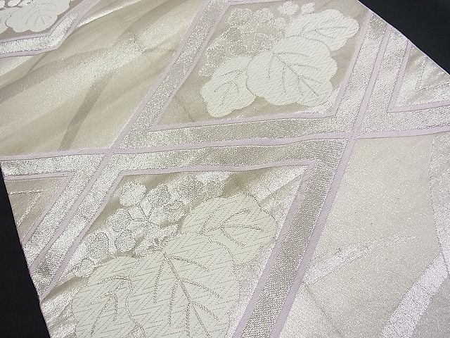 平和屋着物■六通柄袋帯 唐織 五三の桐菱文 銀糸 逸品 n-fw1193