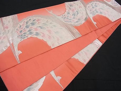平和屋着物■六通柄袋帯 唐織 孔雀文 銀糸 逸品 n-fw1247