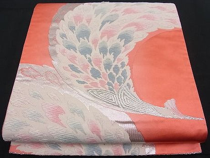 平和屋着物■六通柄袋帯 唐織 孔雀文 銀糸 逸品 n-fw1247
