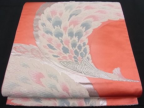 平和屋着物■六通柄袋帯 唐織 孔雀文 銀糸 逸品 n-fw1247