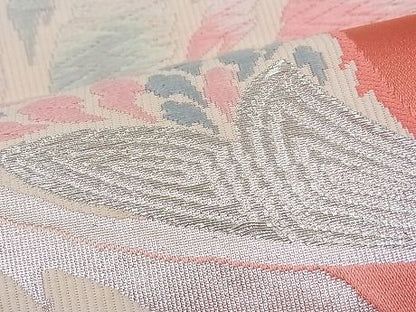 平和屋着物■六通柄袋帯 唐織 孔雀文 銀糸 逸品 n-fw1247