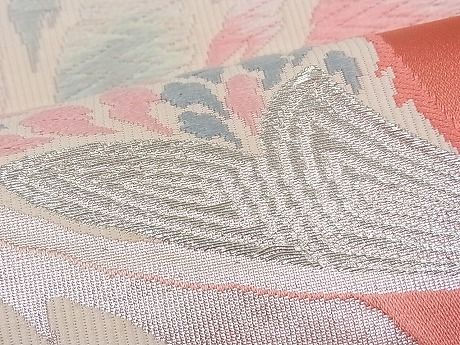 平和屋着物■六通柄袋帯 唐織 孔雀文 銀糸 逸品 n-fw1247