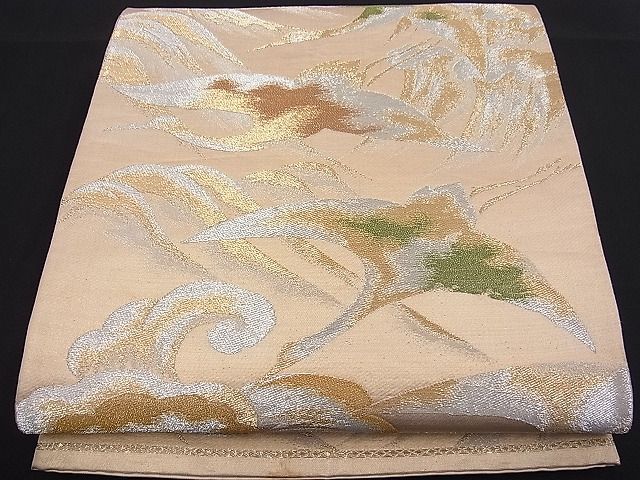 平和屋着物■六通柄袋帯 立波飛鶴文 金銀糸 逸品 n-fw1417