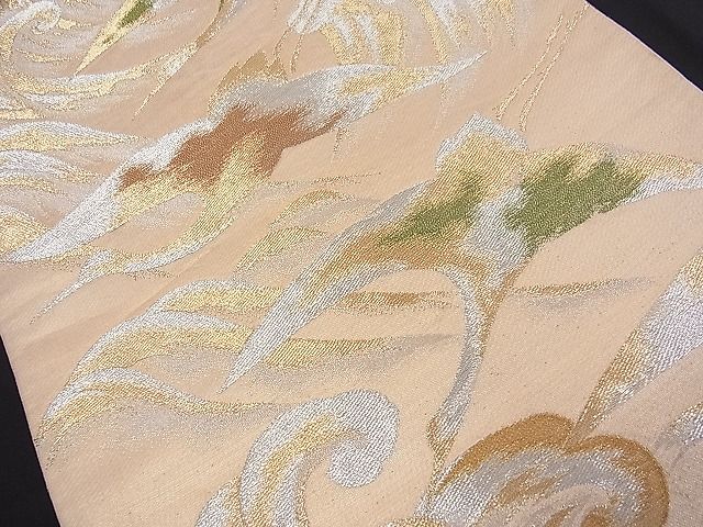 平和屋着物■六通柄袋帯 立波飛鶴文 金銀糸 逸品 n-fw1417