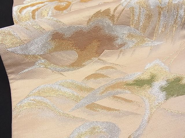 平和屋着物■六通柄袋帯 立波飛鶴文 金銀糸 逸品 n-fw1417