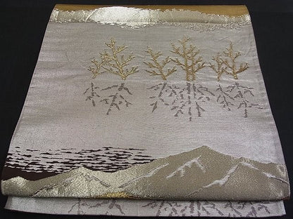平和屋着物■西陣 六通柄袋帯 遠山樹林文 金銀糸 逸品 n-fw1432