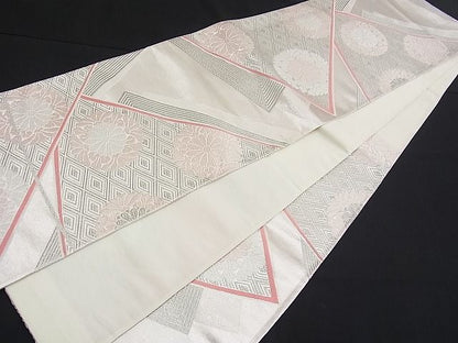 平和屋着物■六通柄袋帯 唐織 吉祥花文 銀糸 逸品 n-fw1439