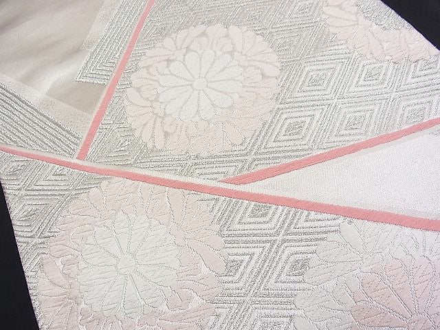 平和屋着物■六通柄袋帯 唐織 吉祥花文 銀糸 逸品 n-fw1439