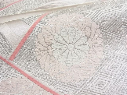 平和屋着物■六通柄袋帯 唐織 吉祥花文 銀糸 逸品 n-fw1439