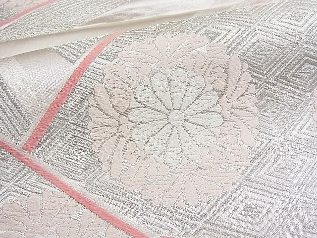 平和屋着物■六通柄袋帯 唐織 吉祥花文 銀糸 逸品 n-fw1439