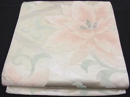 平和屋着物■六通柄袋帯 唐織 松皮菱花唐草文 銀糸 逸品 n-fw1460