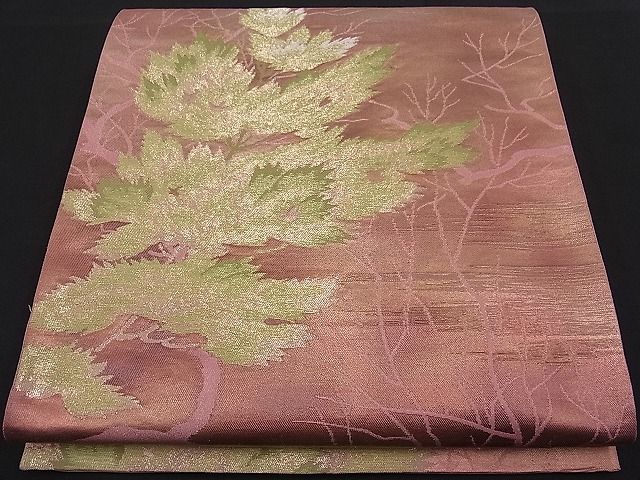 平和屋着物■六通柄袋帯 枝葉文 金銀糸 逸品 n-fw1654
