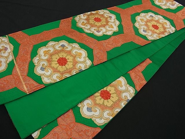 平和屋着物■六通柄袋帯 唐織 亀甲花文 金糸 逸品 n-fw1656