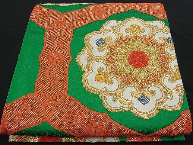 平和屋着物■六通柄袋帯 唐織 亀甲花文 金糸 逸品 n-fw1656
