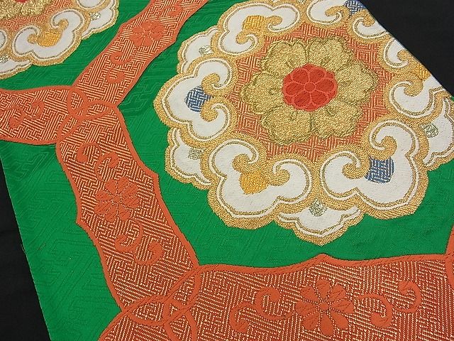 平和屋着物■六通柄袋帯 唐織 亀甲花文 金糸 逸品 n-fw1656
