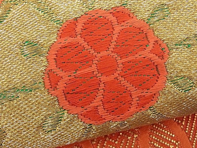 平和屋着物■六通柄袋帯 唐織 亀甲花文 金糸 逸品 n-fw1656