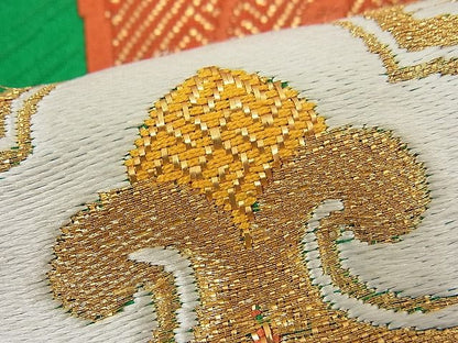 平和屋着物■六通柄袋帯 唐織 亀甲花文 金糸 逸品 n-fw1656