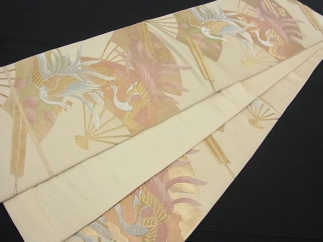平和屋着物■六通柄袋帯 扇面鳳凰文 金銀糸 逸品 n-fw1659