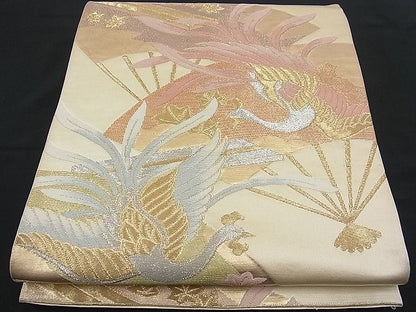 平和屋着物■六通柄袋帯 扇面鳳凰文 金銀糸 逸品 n-fw1659