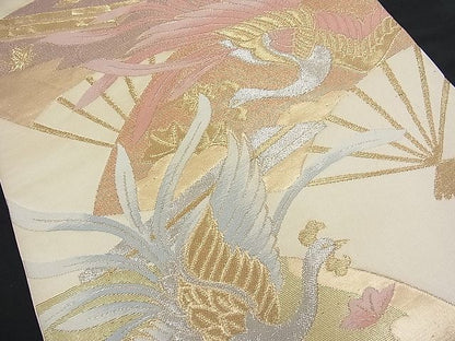 平和屋着物■六通柄袋帯 扇面鳳凰文 金銀糸 逸品 n-fw1659
