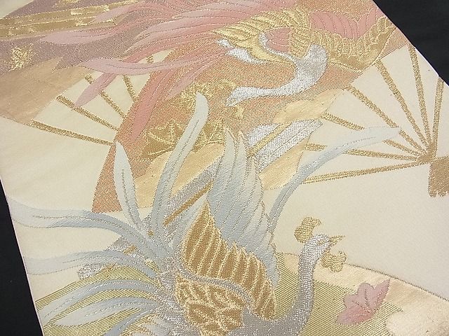 平和屋着物■六通柄袋帯 扇面鳳凰文 金銀糸 逸品 n-fw1659