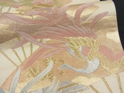 平和屋着物■六通柄袋帯 扇面鳳凰文 金銀糸 逸品 n-fw1659