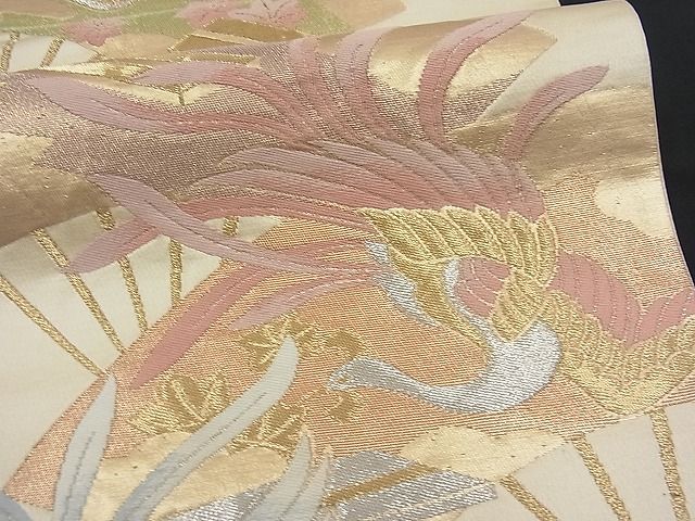 平和屋着物■六通柄袋帯 扇面鳳凰文 金銀糸 逸品 n-fw1659