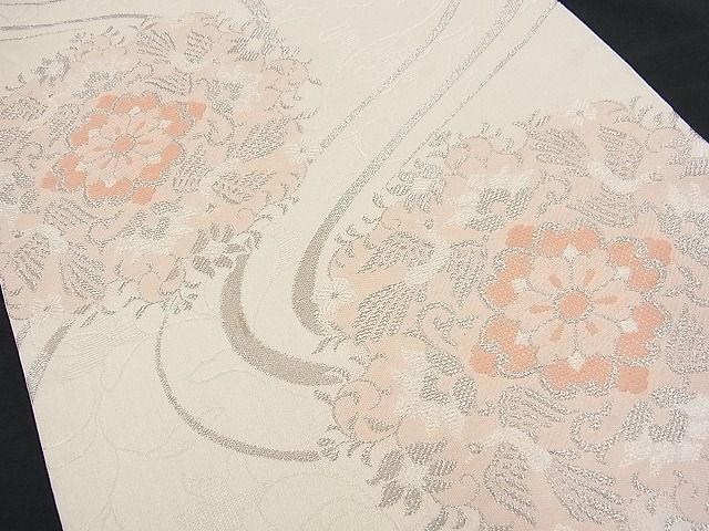 平和屋着物■六通柄袋帯 流水花鳥文 銀糸 逸品 n-fw1661