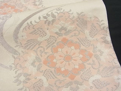 平和屋着物■六通柄袋帯 流水花鳥文 銀糸 逸品 n-fw1661