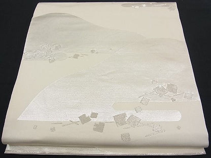 平和屋着物■六通柄 本袋帯 エ霞遠山箔散らし 銀糸 逸品 n-fw1663