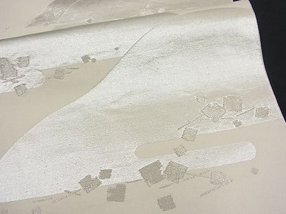 平和屋着物■六通柄 本袋帯 エ霞遠山箔散らし 銀糸 逸品 n-fw1663