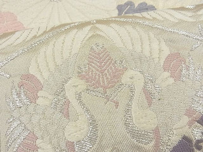 平和屋着物■六通柄袋帯 唐織 切嵌鳳凰草花文 銀糸 逸品 n-fw1664
