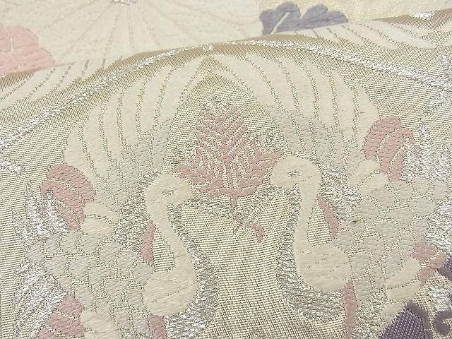 平和屋着物■六通柄袋帯 唐織 切嵌鳳凰草花文 銀糸 逸品 n-fw1664