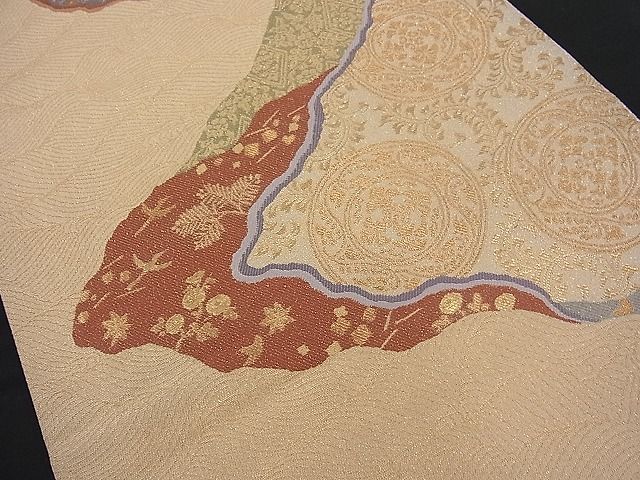 平和屋着物■六通柄袋帯 道長唐草丸文 金糸 逸品 n-fw1667