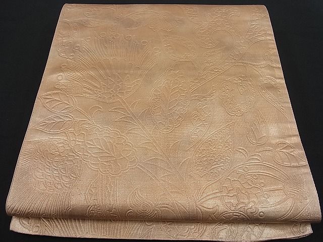 平和屋着物■全通柄袋帯 更紗草花文 引箔 逸品 n-fw1671