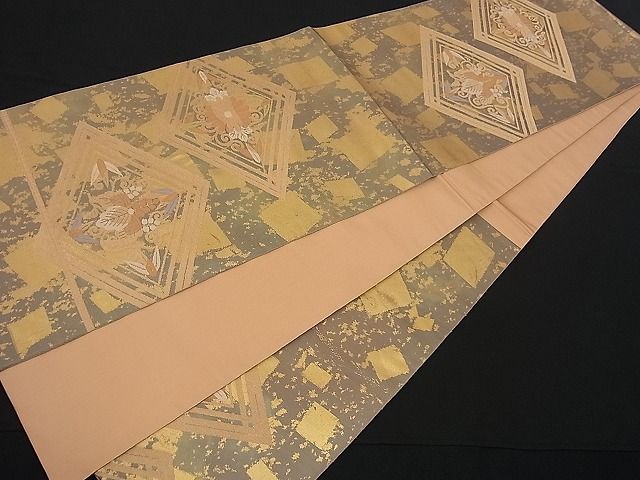 平和屋着物■六通柄袋帯 花唐草菱文 金彩 逸品 n-fw1677